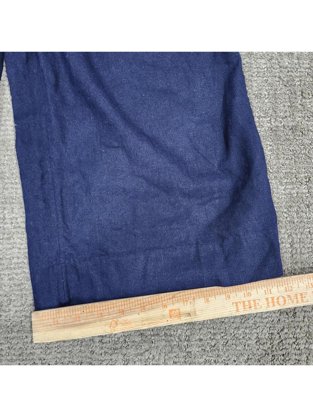 Banana Republic Wide Leg Crop Pants Blue Medium Linen Blend Drawstring Pockets - Picture 7 of 9
